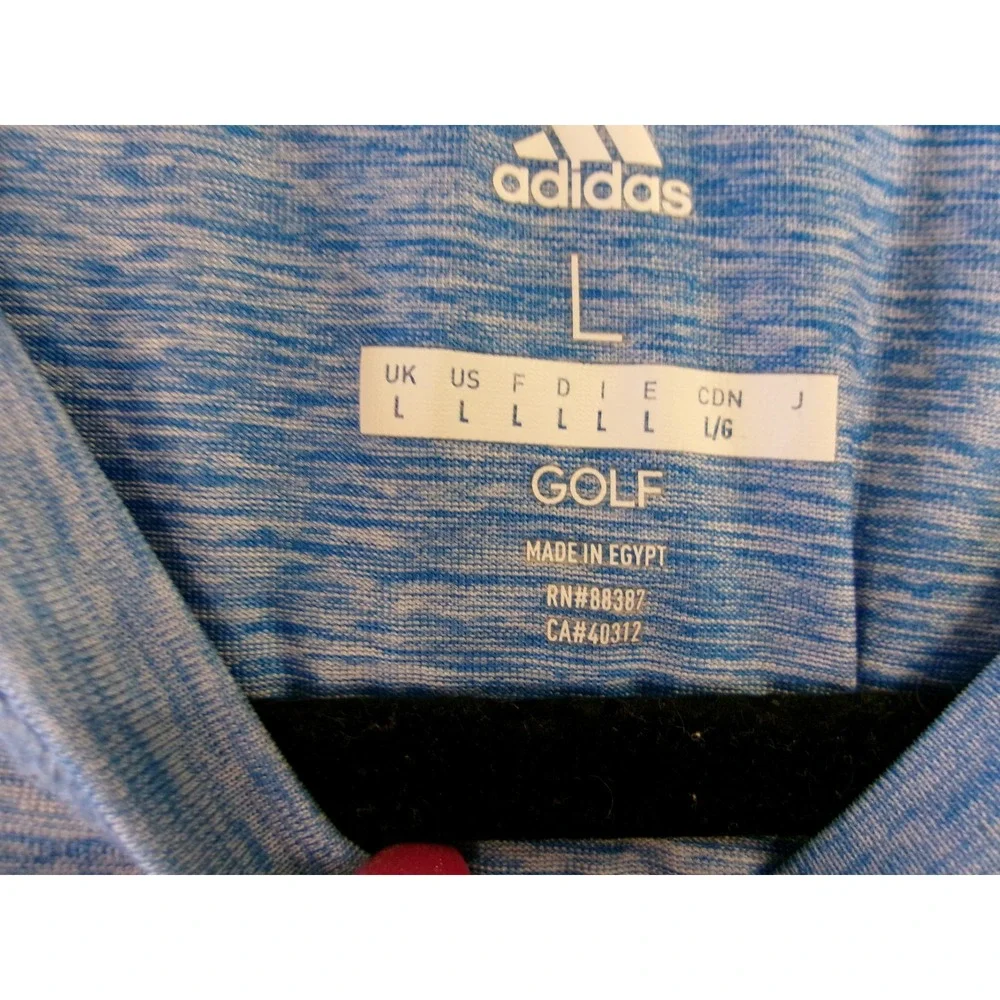 Adidas Golf Shirt Mens Large Blue Heathered Long‎ Sleeve ADVR0867H